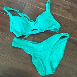 Everything But Water “Becca” 2 piece bikini in teal green